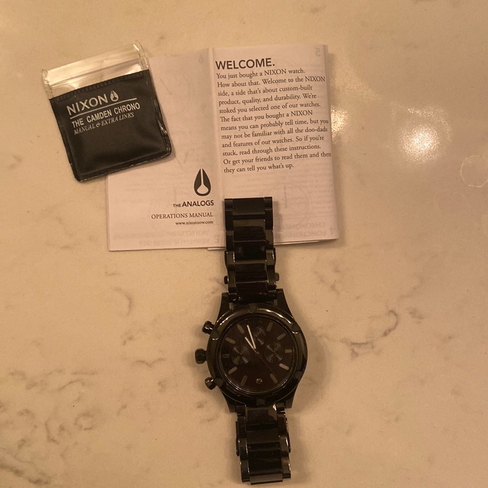 Nixon ‘The Camden Chrono’ Series Black Stainless Steel Watch